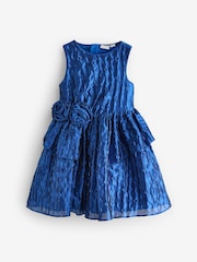 Baker by Ted Baker Blue Cloque Corsage Dress - Image 1 of 12