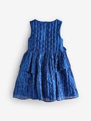 Baker by Ted Baker Blue Cloque Corsage Dress - Image 10 of 12