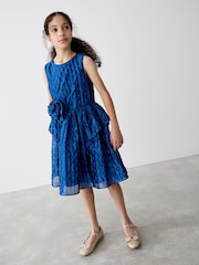 Baker by Ted Baker Blue Cloque Corsage Dress - Image 2 of 12