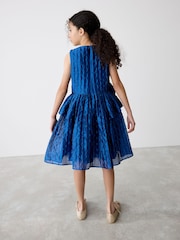 Baker by Ted Baker Blue Cloque Corsage Dress - Image 5 of 12