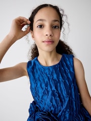 Baker by Ted Baker Blue Cloque Corsage Dress - Image 7 of 12