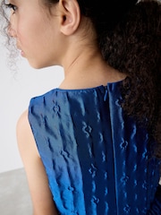 Baker by Ted Baker Blue Cloque Corsage Dress - Image 8 of 12