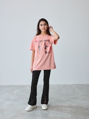 Baker by Ted Baker Pink Printed Branded T-Shirt and Flare Set - Image 1 of 9