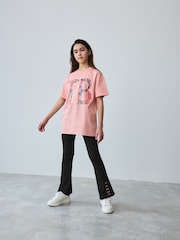 Baker by Ted Baker Pink Printed Branded T-Shirt and Flare Set - Image 3 of 9