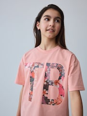 Baker by Ted Baker Pink Printed Branded T-Shirt and Flare Set - Image 4 of 9