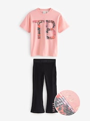 Baker by Ted Baker Pink Printed Branded T-Shirt and Flare Set - Image 6 of 9