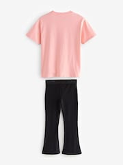 Baker by Ted Baker Pink Printed Branded T-Shirt and Flare Set - Image 7 of 9