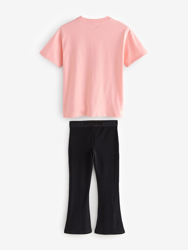 Baker by Ted Baker Pink Printed Branded T-Shirt and Flare Set - Image 7 of 9