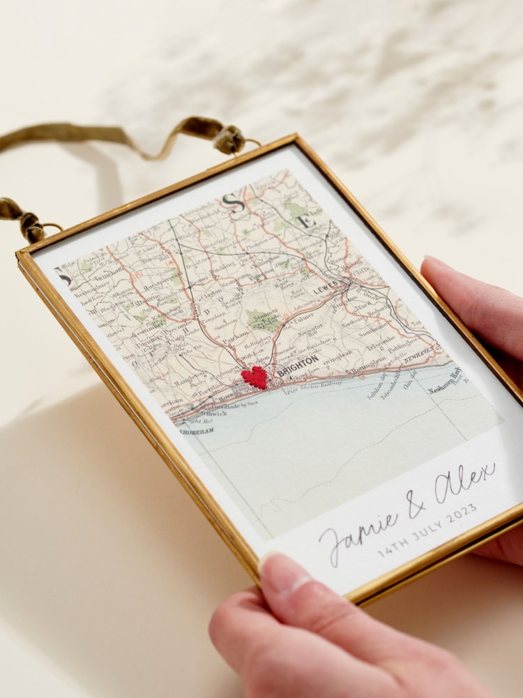 Personalised Vintage Map Picture White Wall Art by Posh Totty Designs - Image 1 of 3