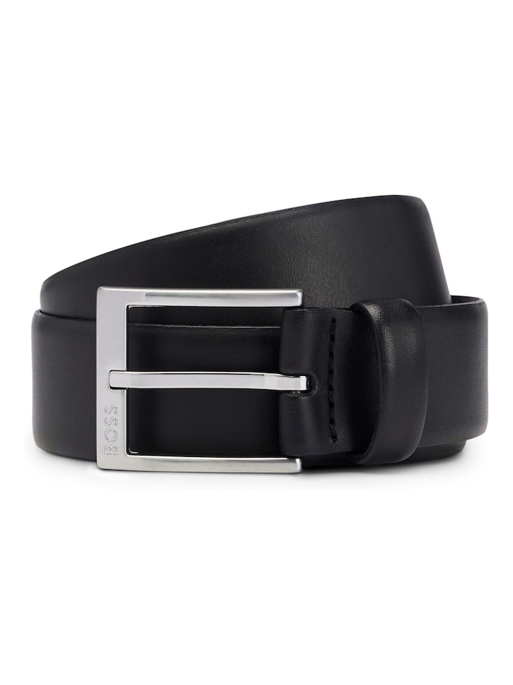 BOSS Black Squared Buckle Belt In Italian Leather - Image 1 of 5