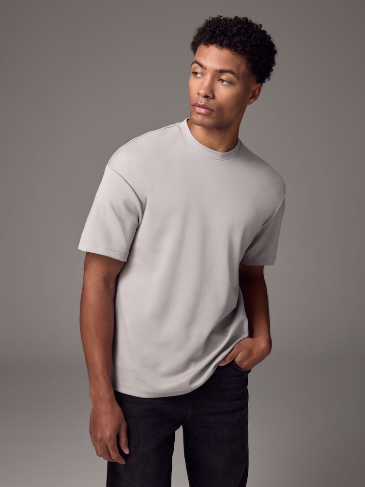 Gris glace - Coupe ample - T-shirt épais - Image 1 of 7