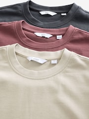 Rosa/Grau/Putty-naturfarben - Reguläre Passform - Schwere T-Shirts im 3er-Pack - Image 12 of 12