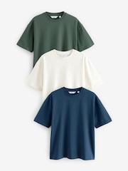 Blau/Ecru/Grün - Bequeme Passform - Schwere T-Shirts im 3er-Pack - Image 1 of 12