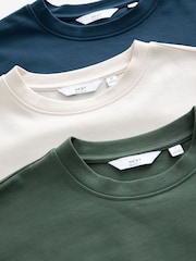 Blau/Ecru/Grün - Bequeme Passform - Schwere T-Shirts im 3er-Pack - Image 11 of 12