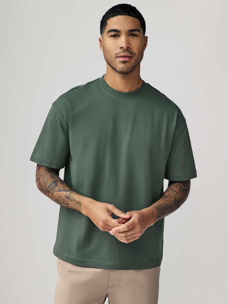 Blau/Ecru/Grün - Bequeme Passform - Schwere T-Shirts im 3er-Pack - Image 3 of 12