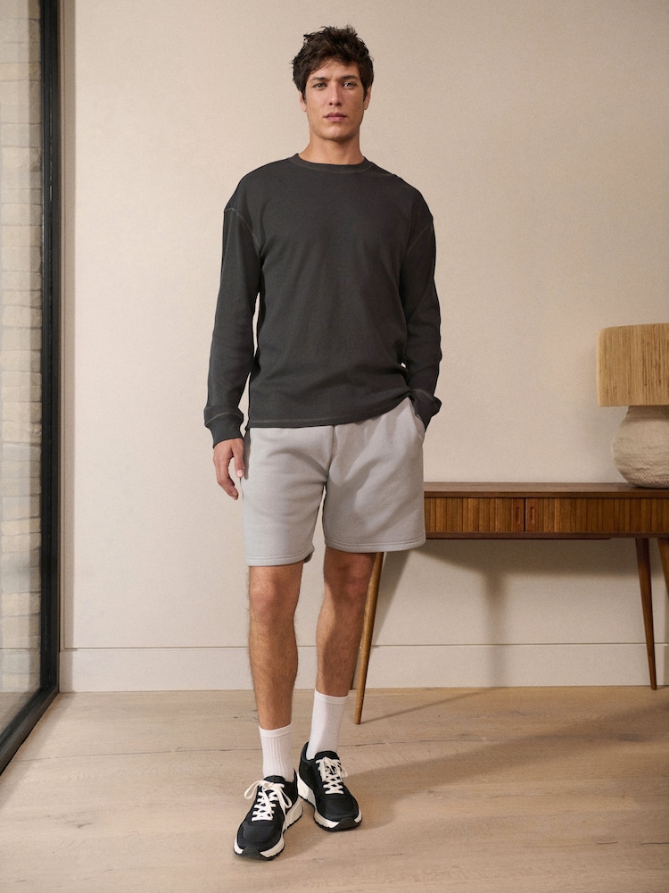 Charcoal Grey Long Sleeve Ribbed Texture T-Shirt - Image 2 of 6