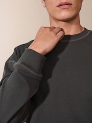 Charcoal Grey Long Sleeve Ribbed Texture T-Shirt - Image 3 of 6