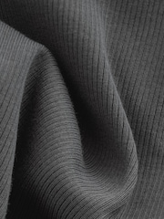 Charcoal Grey Long Sleeve Ribbed Texture T-Shirt - Image 4 of 6