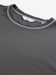 Charcoal Grey Long Sleeve Ribbed Texture T-Shirt - Image 6 of 6