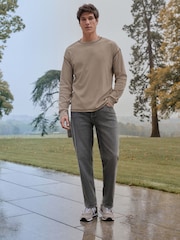 Neutral Stone Long Sleeve Ribbed Texture T-Shirt - Image 2 of 8