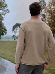 Neutral Stone Long Sleeve Ribbed Texture T-Shirt - Image 3 of 8