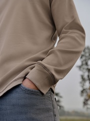 Neutral Stone Long Sleeve Ribbed Texture T-Shirt - Image 6 of 8