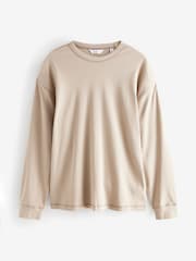 Neutral Stone Long Sleeve Ribbed Texture T-Shirt - Image 7 of 8