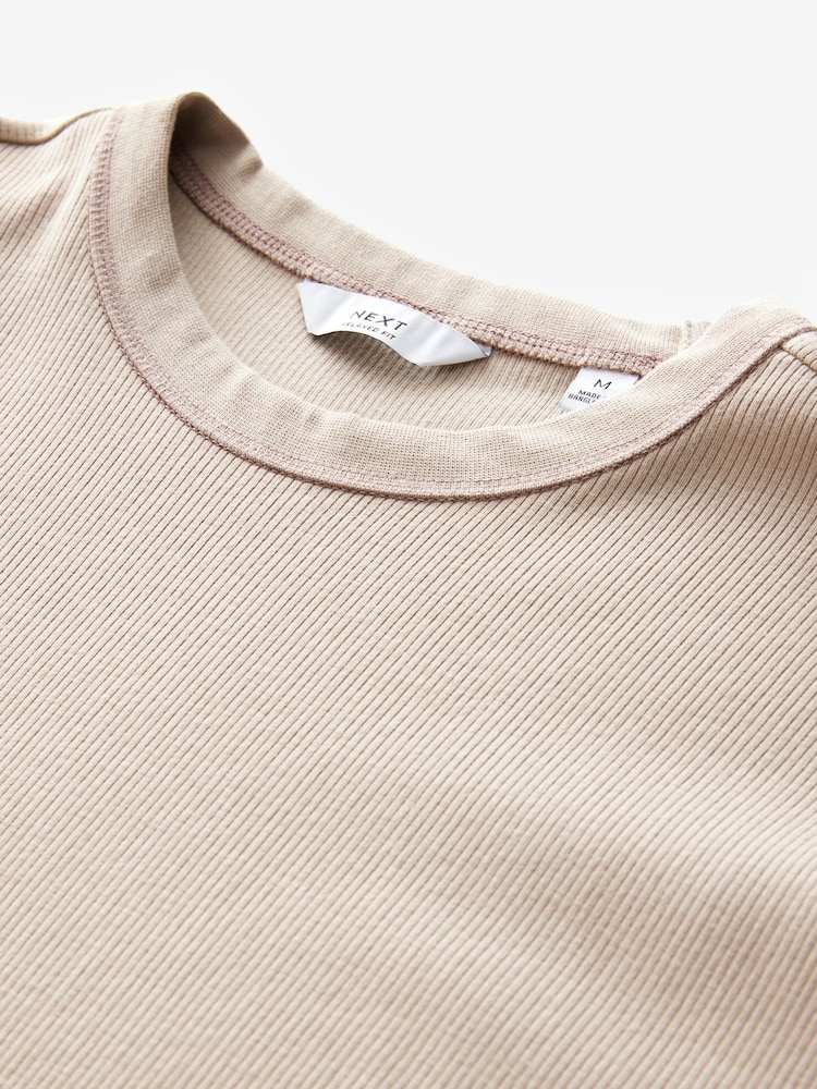 Neutral Stone Long Sleeve Ribbed Texture T-Shirt - Image 8 of 8 Neutral Stone Long Sleeve Ribbed Texture T-Shirt - Image 8 of 8