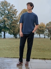Navy Blue Contrast Stitch Regular Fit Heavyweight T-Shirt - Image 2 of 4