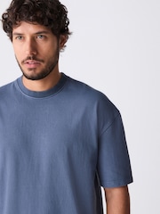 Blau - Garment Dye Heavyweight Relaxed Cotton T-Shirt - Bild 1 von 7