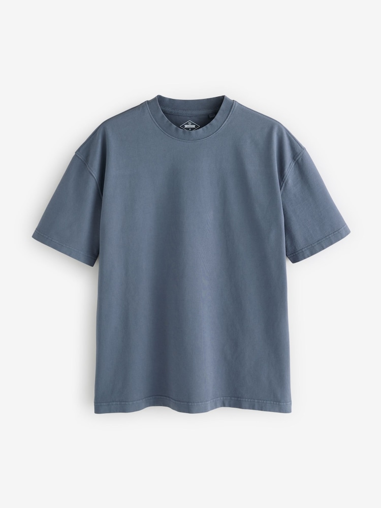 Blue Garment Dye Heavyweight Relaxed Cotton T-Shirt - Image 5 of 7