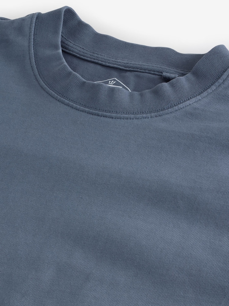Blau - Garment Dye Heavyweight Relaxed Cotton T-Shirt - Bild 7 von 7