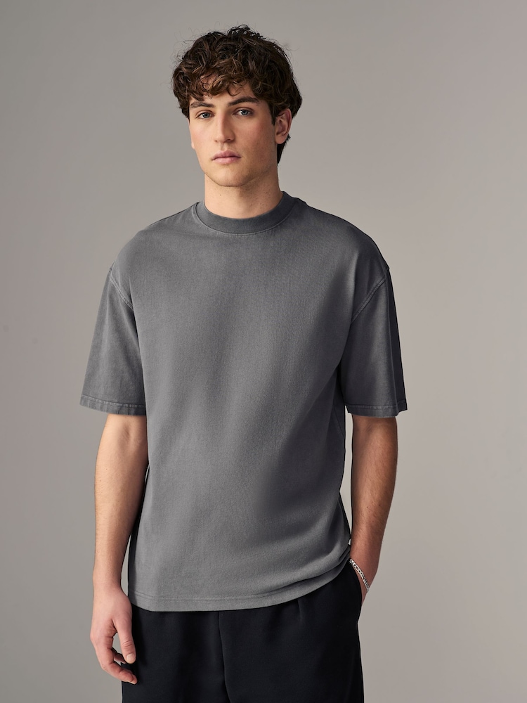 Gris - Garment Dye Heavyweight Relaxed Cotton T-Shirt - Image 1 of 7