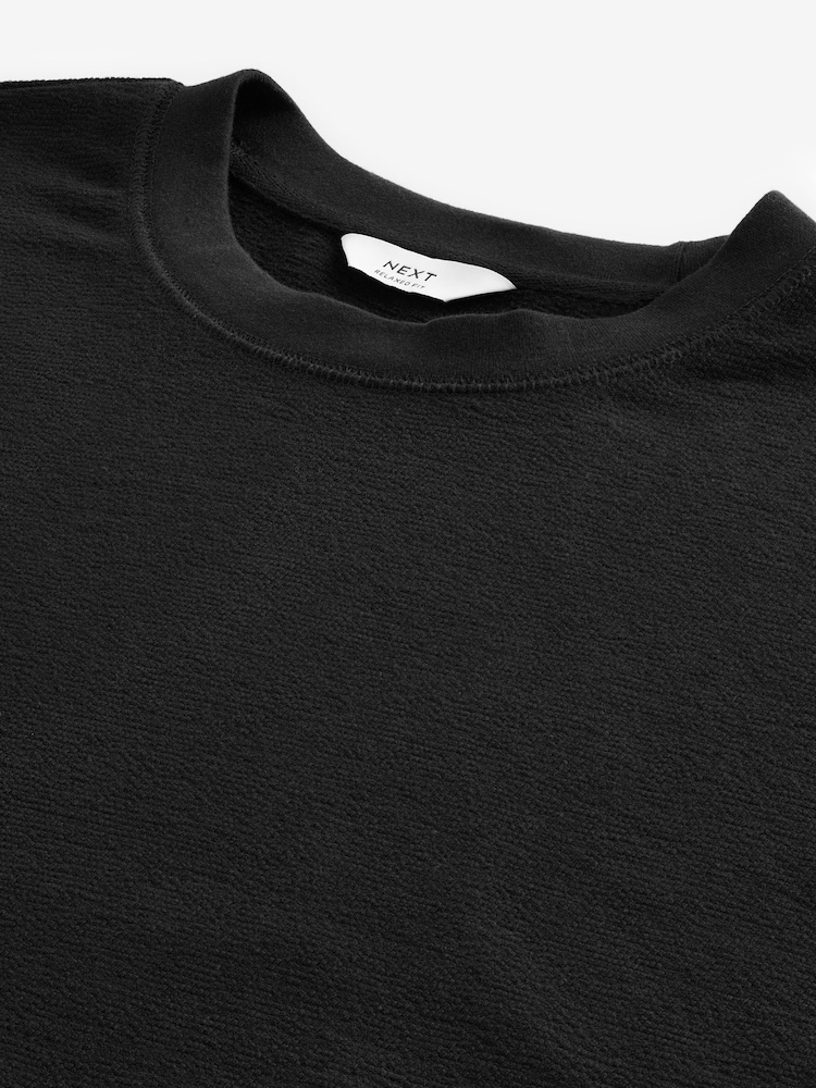 Black Textured Relaxed Heavyweight 100% Cotton T-Shirt - Image 7 of 8