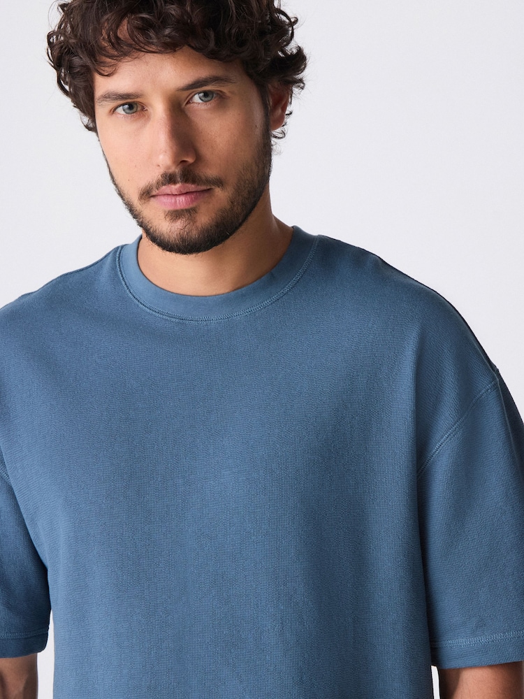 Синий - Textured Relaxed Heavyweight 100% Cotton T-Shirt - Image 1 of 6