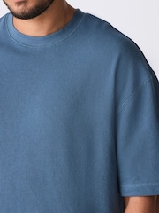Синий - Textured Relaxed Heavyweight 100% Cotton T-Shirt - Image 4 of 6