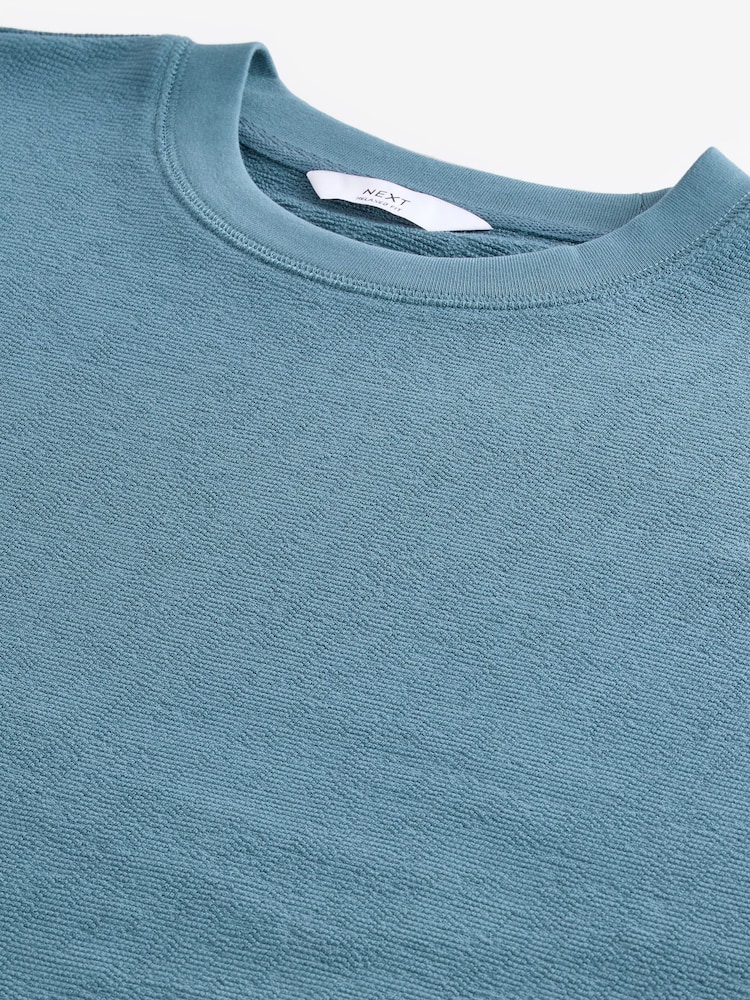 Синий - Textured Relaxed Heavyweight 100% Cotton T-Shirt - Image 6 of 6