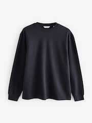 Navy Blue Long Sleeve Ribbed Texture T-Shirt - Image 6 of 8