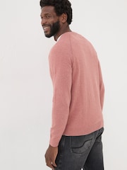 FatFace Mid Pink Rye Fine Gauge Knitted Crew Neck Jumper - Image 2 of 5