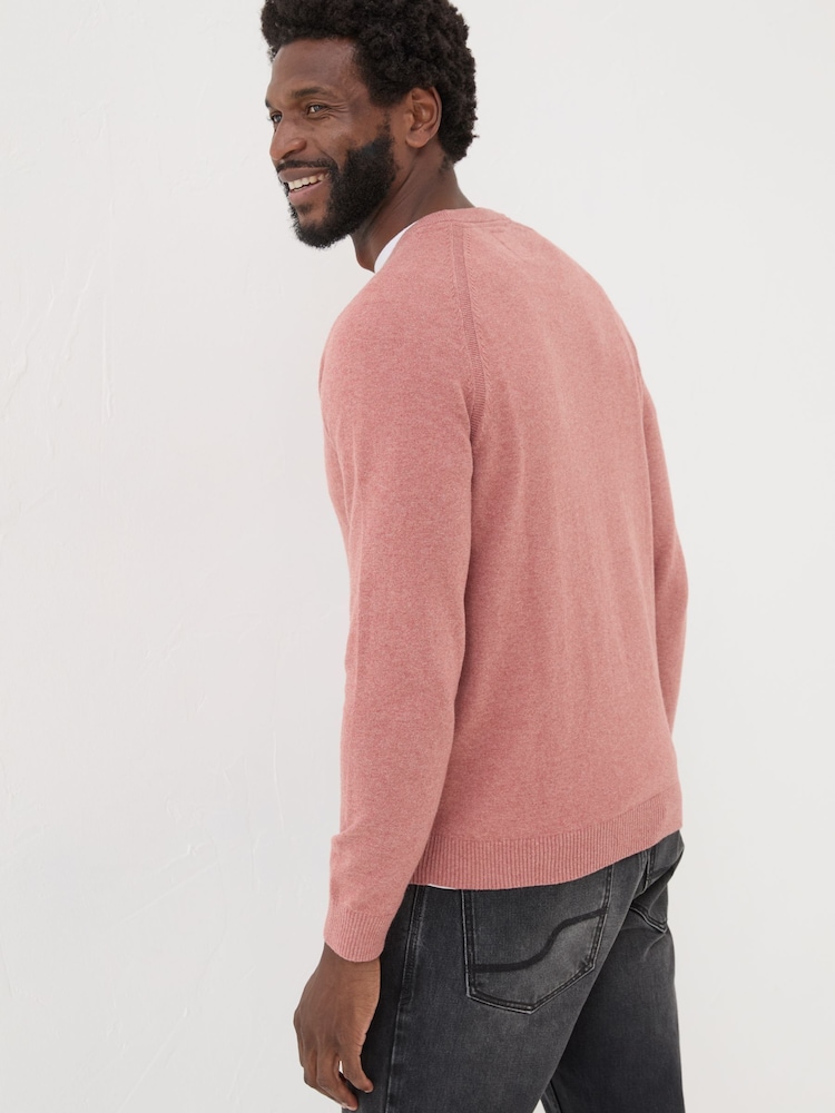 FatFace Mid Pink Rye Fine Gauge Knitted Crew Neck Jumper - Image 2 of 5