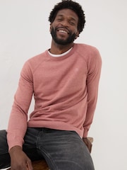 FatFace Mid Pink Rye Fine Gauge Knitted Crew Neck Jumper - Image 3 of 5
