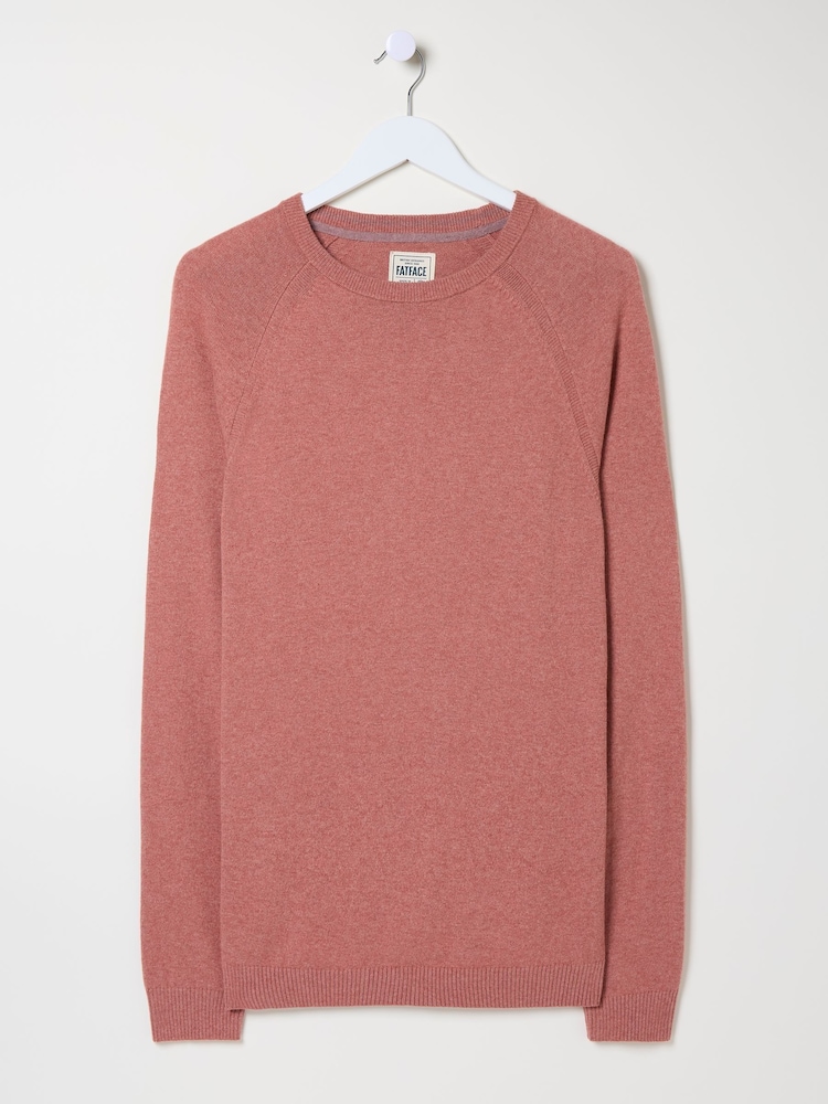 FatFace Mid Pink Rye Fine Gauge Knitted Crew Neck Jumper - Image 5 of 5