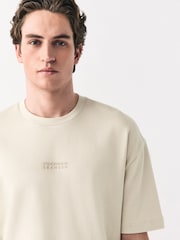 Нейтральний камінь - Relaxed Fit Graphic Print Heavyweight Striped T-Shirt - Image 1 of 8