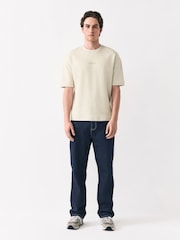 Нейтральний камінь - Relaxed Fit Graphic Print Heavyweight Striped T-Shirt - Image 2 of 8
