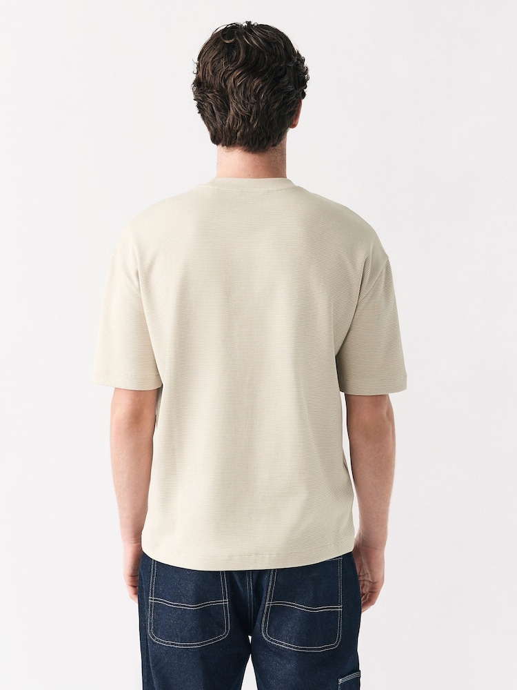 Нейтральний камінь - Relaxed Fit Graphic Print Heavyweight Striped T-Shirt - Image 3 of 8