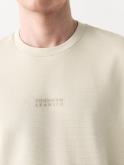 Нейтральний камінь - Relaxed Fit Graphic Print Heavyweight Striped T-Shirt - Image 5 of 8