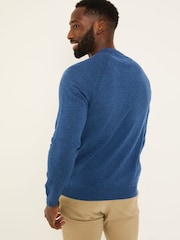 FatFace Blue Denim Rye Fine Gauge Knitted Crew Neck Jumper - Image 2 of 8