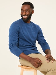 FatFace Blue Denim Rye Fine Gauge Knitted Crew Neck Jumper - Image 3 of 8