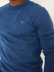 FatFace Blue Denim Rye Fine Gauge Knitted Crew Neck Jumper - Image 4 of 8