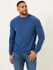 FatFace Blue Denim Rye Fine Gauge Knitted Crew Neck Jumper - Image 5 of 8